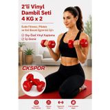 CKSpor 2’li Vinyl Dambıl Seti 4 Kg x 2 – Evde Fitness & Pilates İçin Vinil Kaplı Demir Dambıl