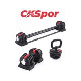 CKSpor 3 Ü 1 Arada Ayarlanabilir Ağırlık Seti 18 Kg Dambıl Halter Ve Kettlebell Fonksiyonlu Profesyonel Fitness Ekipmanı