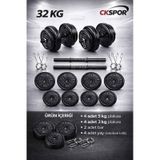 CKSpor 32 Kg Ağırlık Seti Dambıl , Vücut Geliştirme Aleti ,halter Seti 30 Kg Plaka Ağırlığı