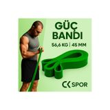 CKSpor 45 mm Yeşil Güç Bandı, 56,6 kg Direnç, Latex Pilates Fitness Resistance Powerband
