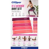 CKSPOR 5'li Aerobik Direnç Bandı Seti Pilates Fitness Yoga Egzersiz Lastiği 5 Seviye