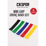 CKSpor 5'li Mini Loop Direnç Bandı Seti, Çok Renkli, Aerobik Egzersiz Lastiği