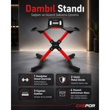CKSpor Ayarlanabilir Dambıl Standı Dayanıklı ve Ergonomik Tasarım Ev & Spor Salonu Kullanımıtablet Standlı - Kırmızı