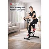 CKSpor Dikey Kondisyon Bisikleti LCD Ekranlı Ayarlanabilir Dirençli Ev Tipi Kardiyo Bisikleti - Siyah