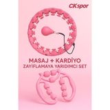 CKSpor Egzersiz Çemberi ve 9 Tekerlekli Masaj Aleti Süper Incelme Seti Bel Bacak Kalça Incelme ve Şekillendirme Seti - Pembe