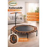 CKSpor Katlanabilir Sekizgen Step Trambolin Tutunmalı Trambolin Ev Tipi Fitness Trambolin - Turuncu - 135 CM