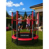 Ckspor Luxury 140 cm (55 Inç) Tam Boy Koruma Fileli Çocuk Trambolini Güvenlik Fileli Trambolin - Kırmızı