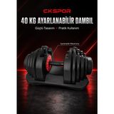 CKSpor Luxury 40 kg Ayarlanabilir Dambıl Mekanizmalı 17 Kademeli Profesyonel Fitness Ağırlığı - Siyah