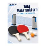 CKSpor Mekanizmalı Masa Tenisi Filesi Portatif 2 Raket + 3 Adet Pinpon Topu Masa Tenisi Seti