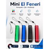 Ckspor Mini El Feneri 4 Renk LED Işıklı Bilek Askılı Taşınabilir Alüminyum Gövde Cep Feneri - Mavi