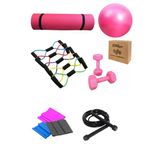 Ckspor Pilates 8’Li Set: 10 Mm Pembe Mat + 1 Kg X2 Dambıl + Atlama İpi + 3 Bant + Lastik