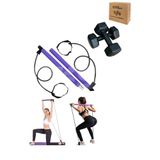 CKSpor Pilates Seti, 1x2 Siyah Plastik Dambıl + Pilates Barı