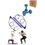 CKSpor Pilates Seti, Plastik Dambıl 1x2 kg + Pilates Barı, Mavi