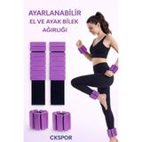 CKSpor Yeni Nesil Ayarlanabilir El ve Ayak Bilek Ağırlığı, 2 Adet, 500 Gr, Mor