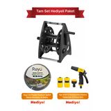 Claber 8921 40M Hortum Makarası + 15M Bahçe Hortumu + 3 Fonksiyonlu Sulama Tabancası, Tam Set