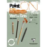Clairefontaine 975706C - 30 yaprak resim kağıdı ile yapıştırılmış resim defteri PaintOn 29,7 x 42 cm 250 g, yeşil gri