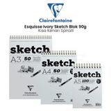 Clairefontaine Esquisse Ivory 90 gr Kısa Kenarı Spiralli Sketch Blok Resim Defteri