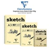 Clairefontaine Esquisse Ivory 90 gr Uzun Kenarı Spiralli Sketch Blok Resim Defteri