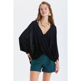 Clandestino Oversize Bohem Triko Bluz Siyah - Standart