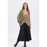 Clandestino Oversize Bohem Triko Bluz Taba - Standart