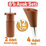 Clara 6'Lı Set Mobilya Koltuk Kanepe Baza Yatak Tv Ünite Destek Ayağı 12 Cm Ayakları Kahverengi