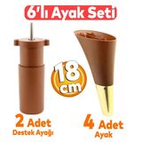 Clara 6'Lı Set Mobilya Koltuk Kanepe Konsol Yatak Tv Ünite Destek Ayağı 18 Cm Ayakları Kahverengi