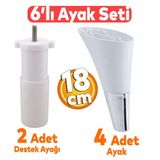 Clara 6'Lı Set Mobilya Koltuk Kanepe Konsol Yatak Tv Ünite Destek Ayağı Beyaz 18 Cm Ayakları