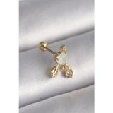 Clariss 316L Çelik Gold Renk Beyaz Mineli Kalp Sallantı Zirkon Taşlı Tragus Piercing