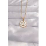 Clariss 316L Çelik Gold Renk Beyaz Mineli Karışık Figürlü Tarot Kolye