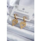 Clariss 316L Çelik Gold Renk Kalp Model Kelebek İşleme Kadın Küpe