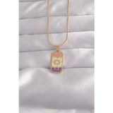 Clariss 316L Çelik Gold Renk Karışık Mineli Ay Figür Tarot Kolye