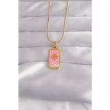 Clariss 316L Çelik Gold Renk Pembe Mineli Güneş Model Tarot Kolye
