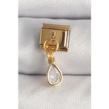 Clariss 316L Çelik Gold Renk Sallantı Damla Zirkon Taşlı Nomination Charm