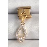 Clariss 316L Çelik Gold Renk Sallantı Zirkon Taşlı Damla Model Nomination Charm