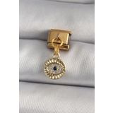 Clariss 316L Çelik Gold Renk Sallantı Zirkon Taşlı Göz Model Nomination Charm