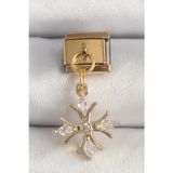 Clariss 316L Çelik Gold Renk Sallantı Zirkon Taşlı Kar Tanesi Model Nomination Charm