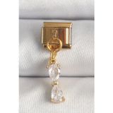 Clariss 316L Çelik Gold Renk Sallantı Zirkon Taşlı Kurdele Model Nomination Charm