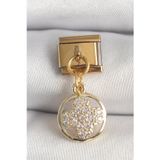 Clariss 316L Çelik Gold Renk Sallantı Zirkon Taşlı Yonca Model Nomination Charm