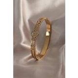 Clariss 316L Çelik Gold Renk Sarmal Kelebek Model Zirkon Taşlı Kadın Kelepçe