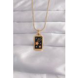 Clariss 316L Çelik Gold Renk Siyah Mineli Yıldız Figür Tarot Kolye