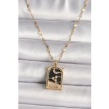 Clariss 316L Çelik Gold Renk Zirkon Taşlı Ay Figürlü Tarot Model Kadın Kolye