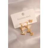 Clariss 316L Çelik Gold Renk Zirkon Taşlı Kadın Küpe