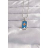 Clariss 316L Çelik Gümüş Renk Mavi Mineli Güneş Model Tarot Kolye