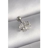 Clariss 316L Çelik Gümüş Renk Zirkon Taş Detay Kurdele Model Tragus Piercing