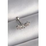 Clariss 316L Çelik Gümüş Renk Zirkon Taşlı Çiçek Tragus Piercing