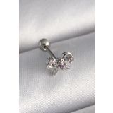 Clariss 316L Çelik Gümüş Renk Zirkon Taşlı Kurdele Tragus Piercing
