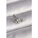 Clariss 316L Çelik Gümüş Renk Zirkon Taşlı Sallantı Kalp Detay Tragus Piercing