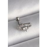 Clariss 316L Çelik Gümüş Renk Zirkon Taşlı Toplu İğne Tragus Piercing