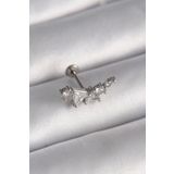 Clariss 316L Çelik Gümüş Renk Zirkon Taşlı Tragus Piercing