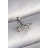 Clariss 316L Çelik Gümüş Renk Zirkon Taşlı Yonca Tragus Piercing